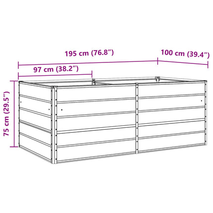Plantekasse Lysegrå 195 x 100 x 75 cm Galvaniseret stål