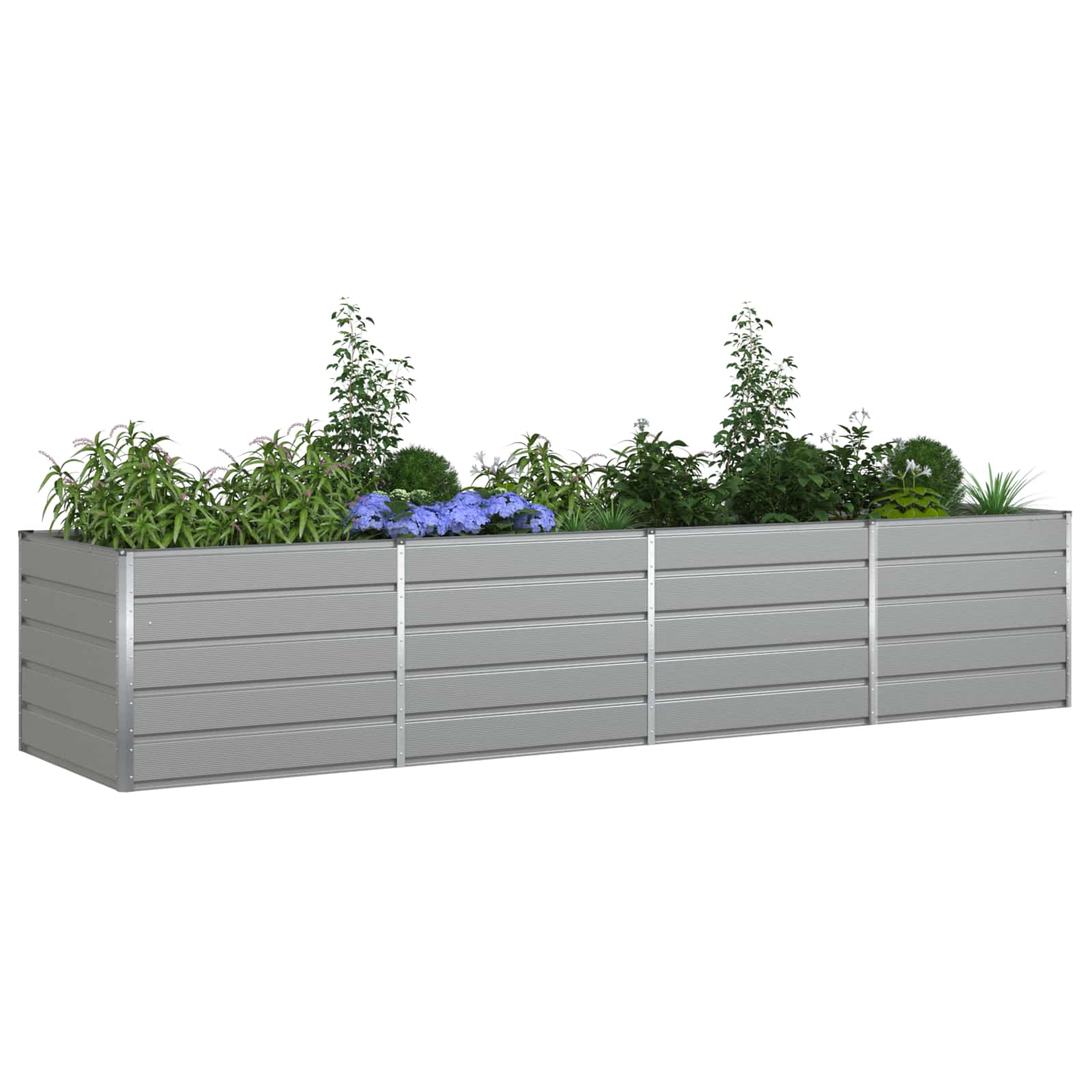 Plantekasse Lysegrå 385 x 100 x 75 cm Galvaniseret stål