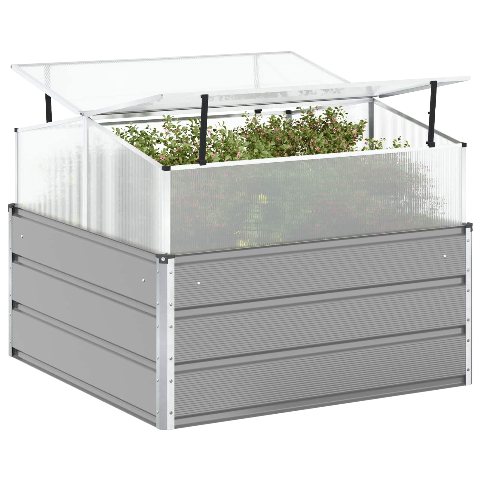 Plantekasse Lysegrå 100 x 100 x 77 cm Galvaniseret stål