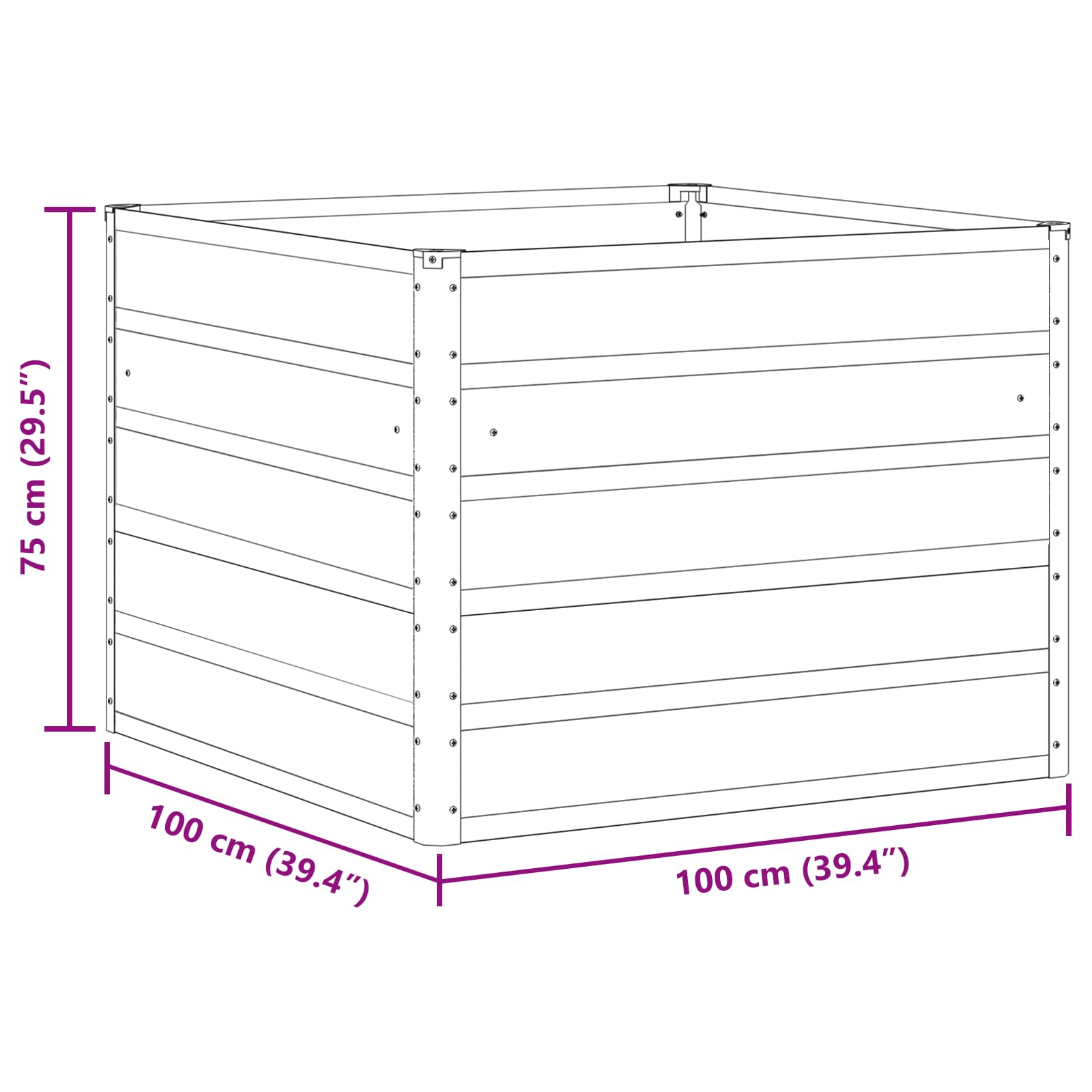Plantekasse Antracit 100 x 100 x 75 cm Stål