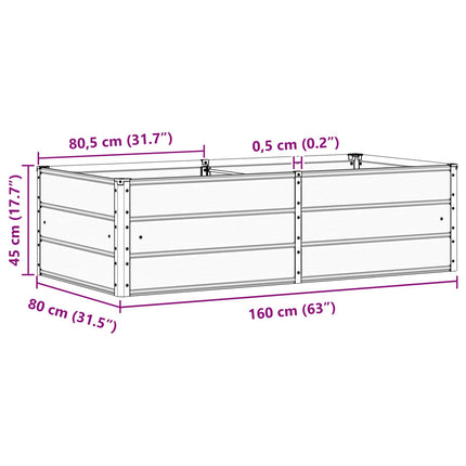 Plantekasse Antracit 160 x 80 x 45 cm Stål
