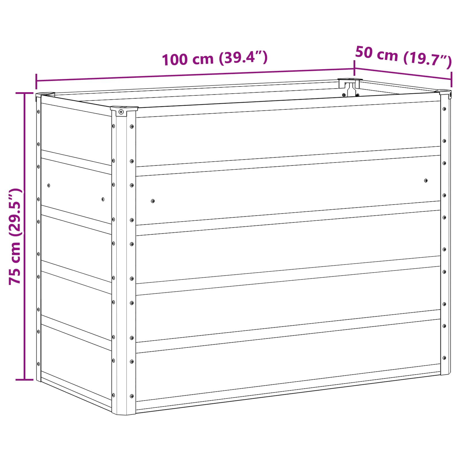 Plantekasse Antracit 480 x 50 x 45 cm Galvaniseret stål
