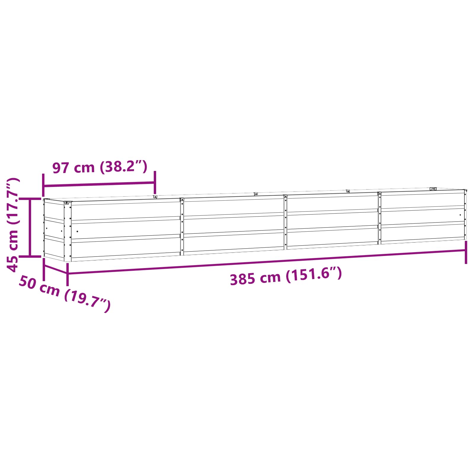 Plantekasse Antracit 480 x 50 x 45 cm Galvaniseret stål