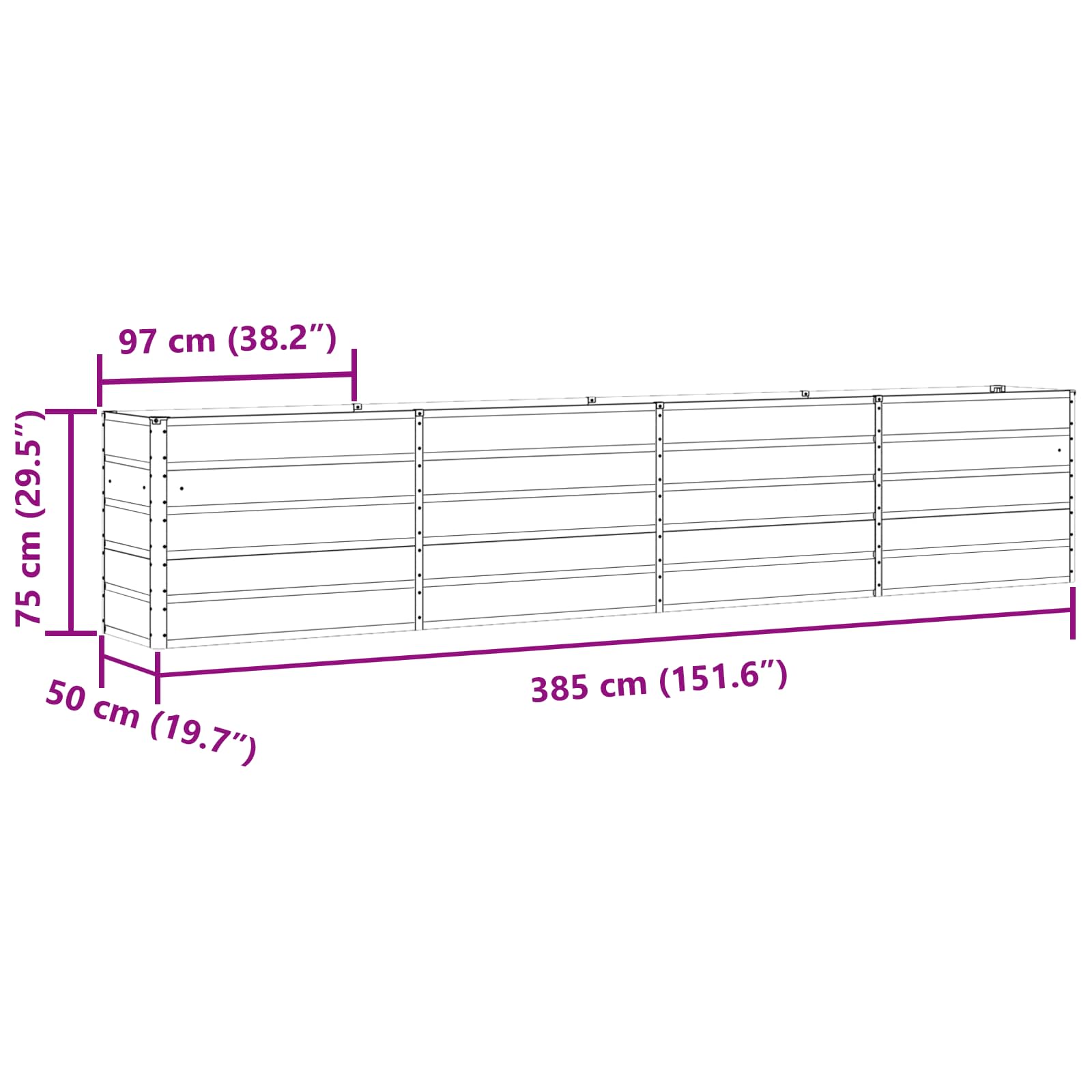 Plantekasse Antracit 480 x 50 x 45 cm Galvaniseret stål