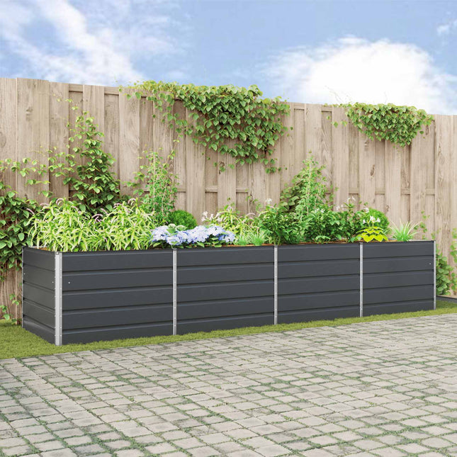 Plantekasse Antracit 385 x 100 x 75 cm Galvaniseret stål