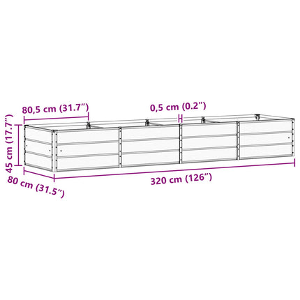 Plantekasse Grøn 320 x 80 x 45 cm Stål