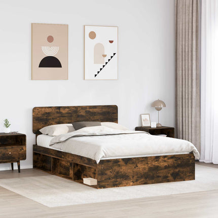 Sengestel med hovedgærde Røget eg 150 x 200 cm Massiv fyrretræ