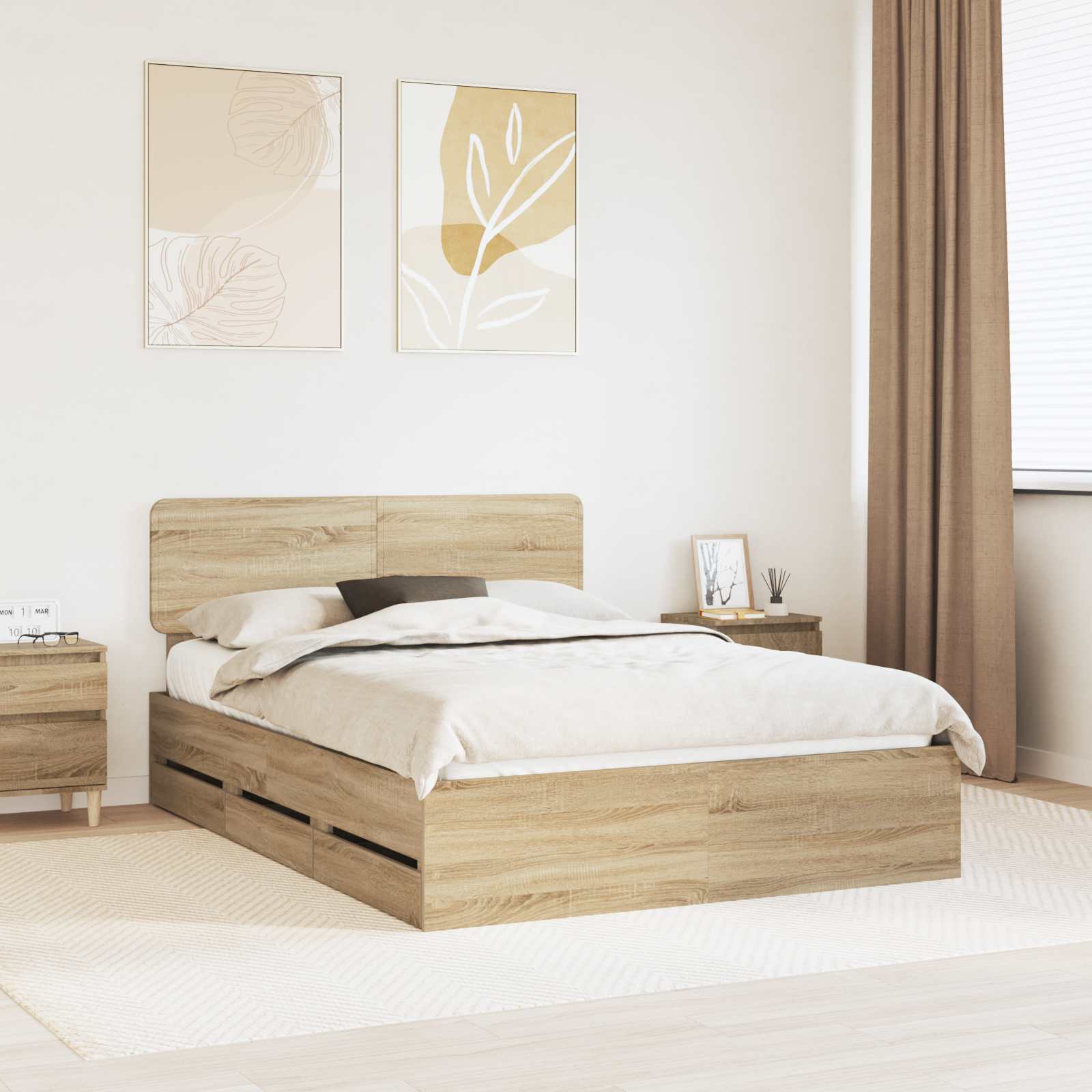 Sengestel med skuffe Sonoma eg 160 x 200 cm Konstrueret træ