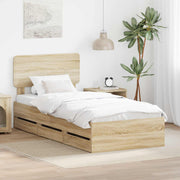 Sengestel med skuffe Sonoma eg 75 x 190 cm Konstrueret træ
