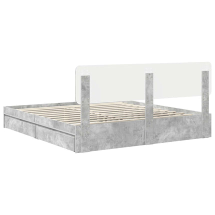 Opbevaringsseng Beton Grå 180 x 200 cm Konstrueret træ