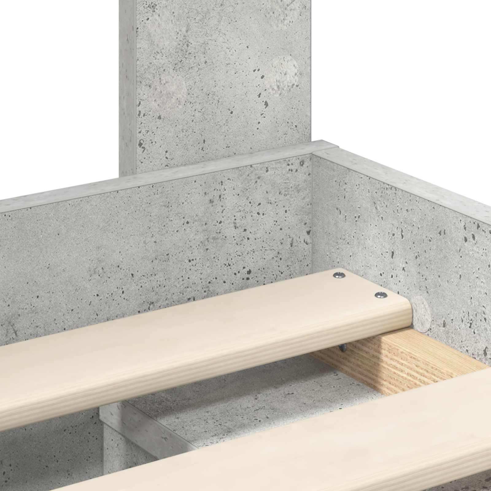 Sengestel med hovedgærde Beton 180 x 200 cm Massiv fyrretræ
