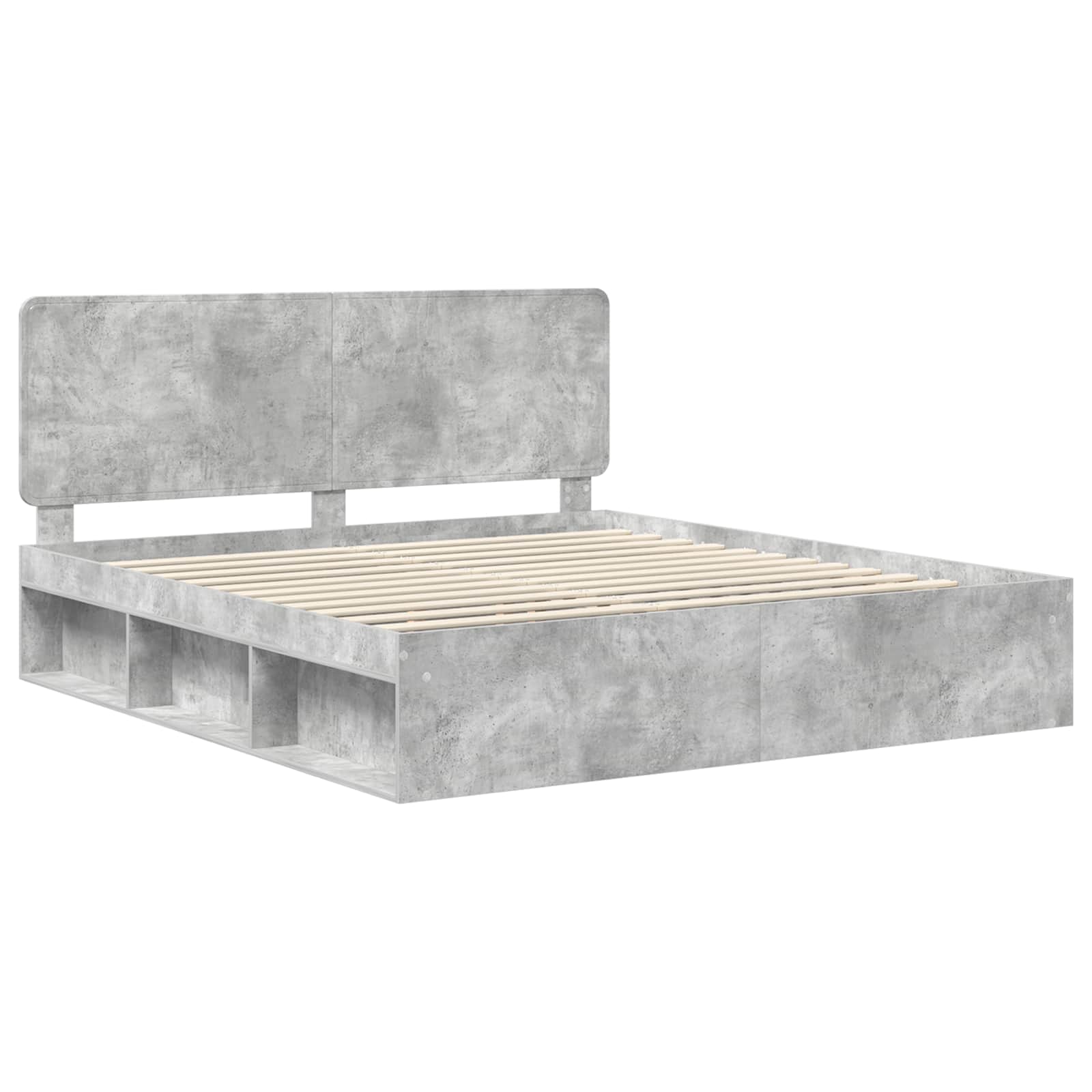 Sengestel med hovedgærde Beton 180 x 200 cm Massiv fyrretræ