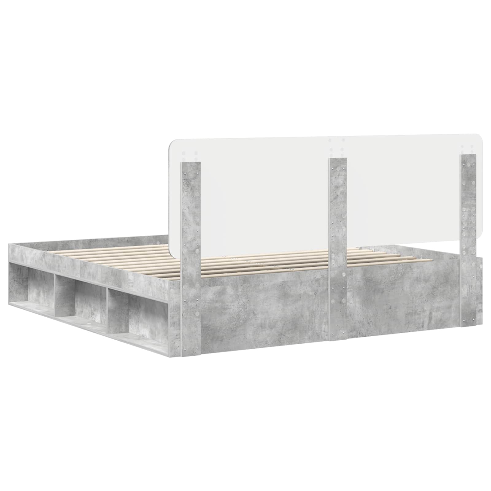 Sengestel med hovedgærde Beton 180 x 200 cm Massiv fyrretræ