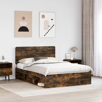 Sengestel med hovedgærde Røget eg 150 x 200 cm Massiv fyrretræ