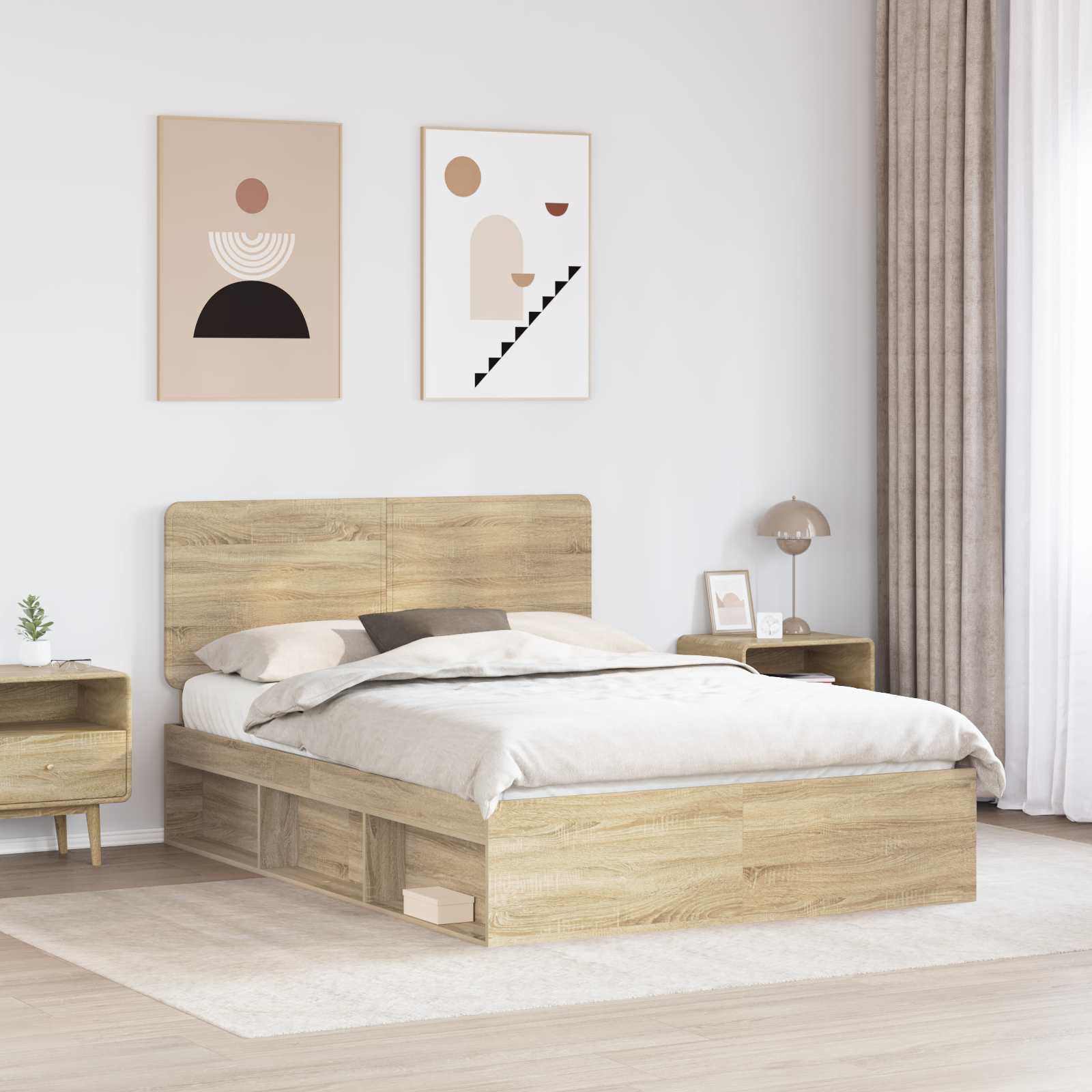 Sengestel med hovedgærde Sonoma 140 x 200 cm Massiv fyrretræ
