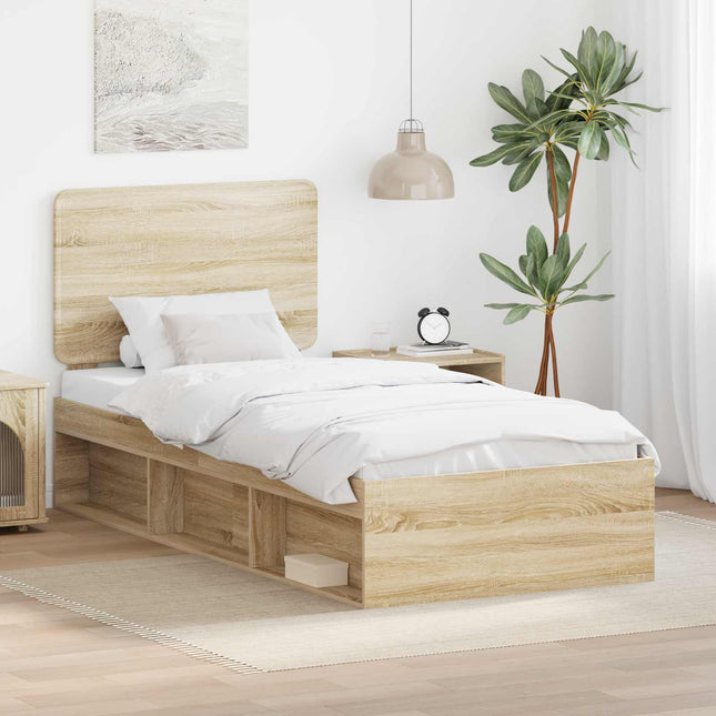 Sengestel med hovedgærde Sonoma eg 90 x 200 cm Massiv fyrretræ