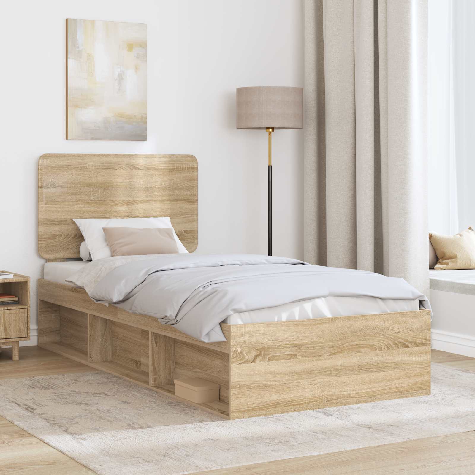 Sengestel med hovedgærde Sonoma eg 90 x 200 cm Massiv fyrretræ
