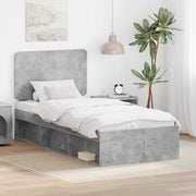 Sengestel med hovedgærde Beton 90 x 200 cm Massiv fyrretræ