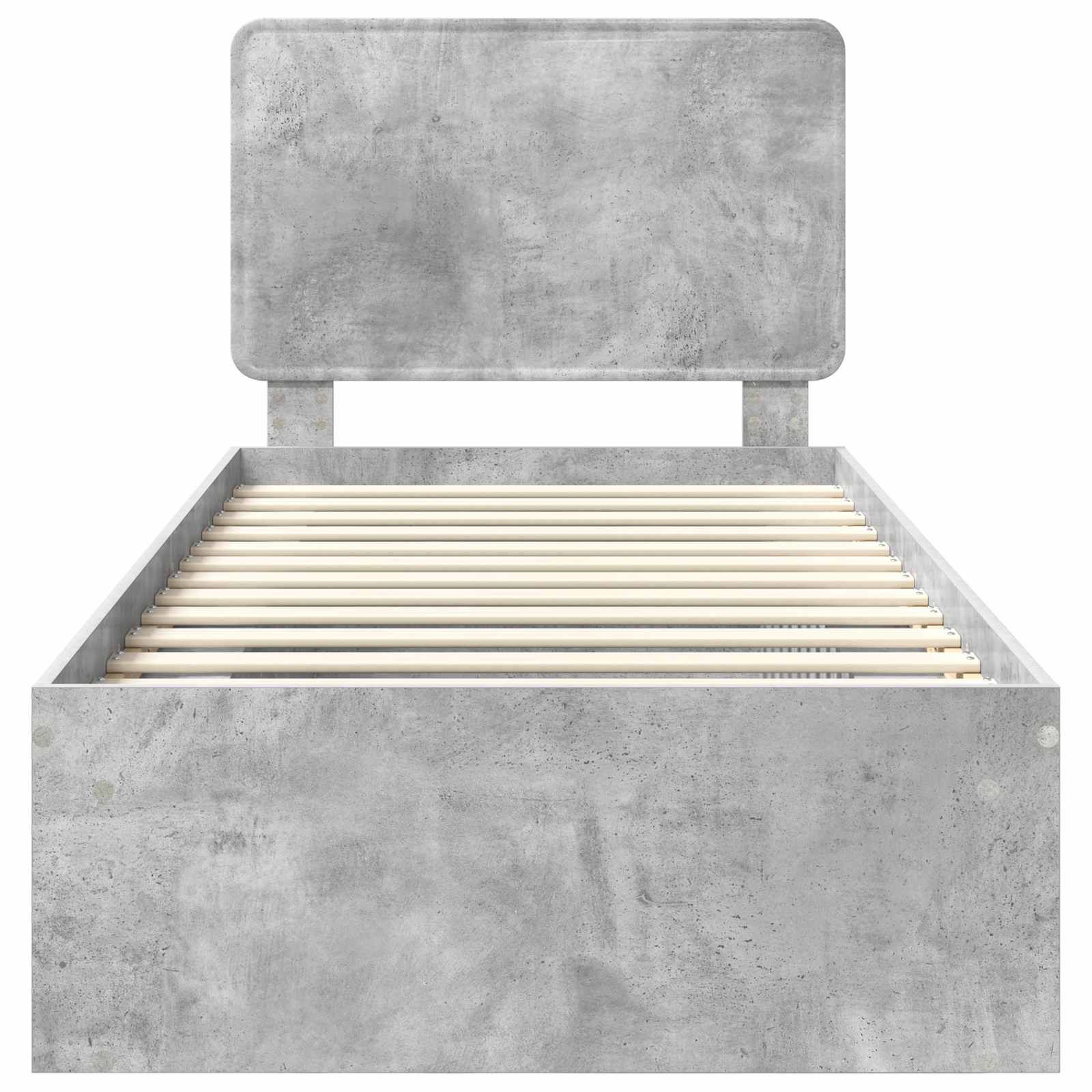 Sengestel med hovedgærde Beton 90 x 200 cm Massiv fyrretræ