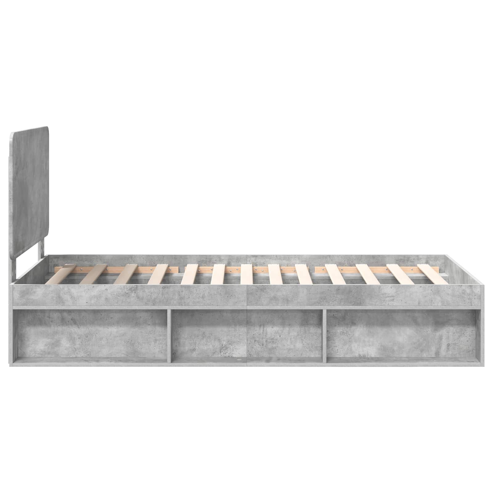 Sengestel med hovedgærde Beton 90 x 200 cm Massiv fyrretræ
