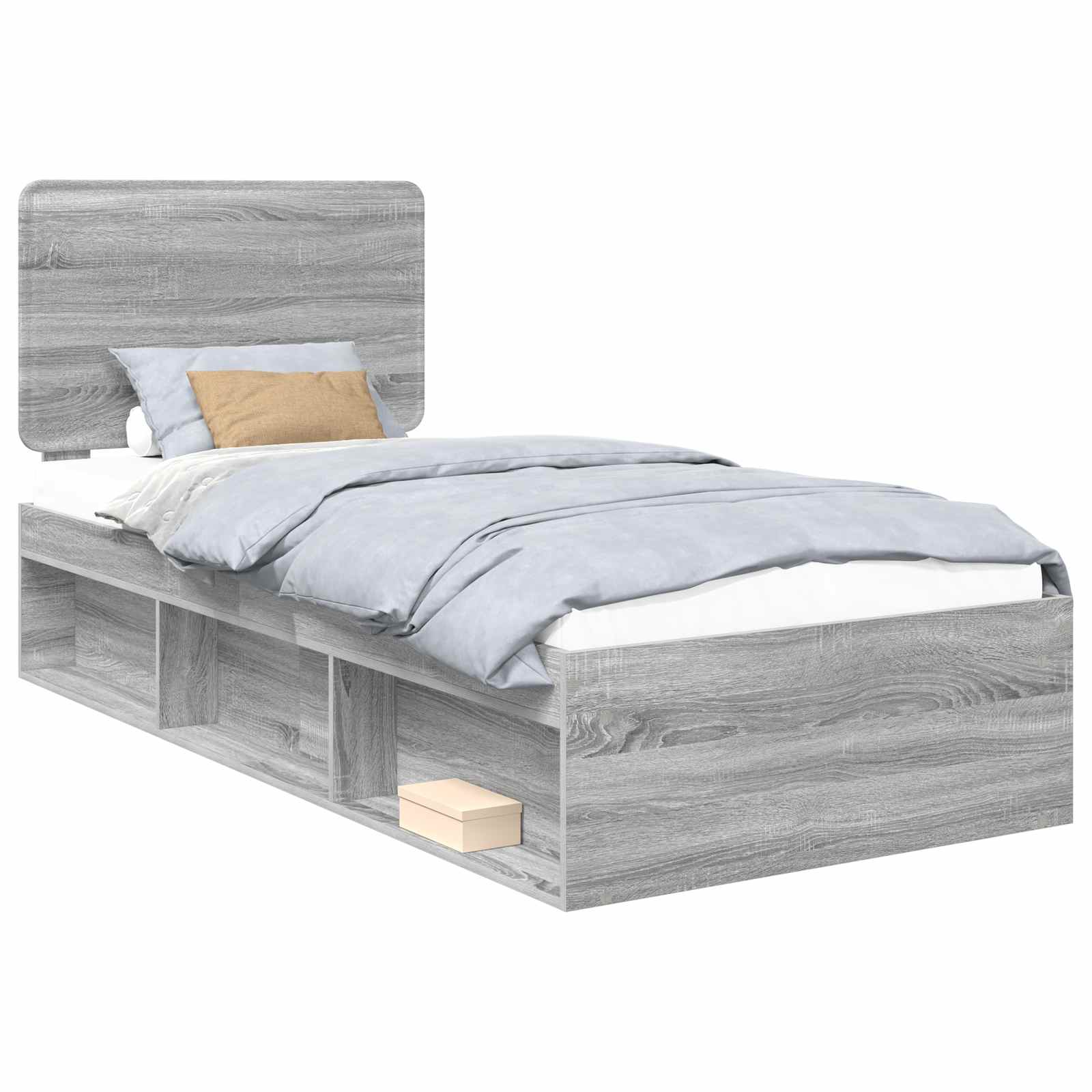 Sengestel med hovedgærde Grå Sonoma 75 x 190 cm Massiv fyrretræ