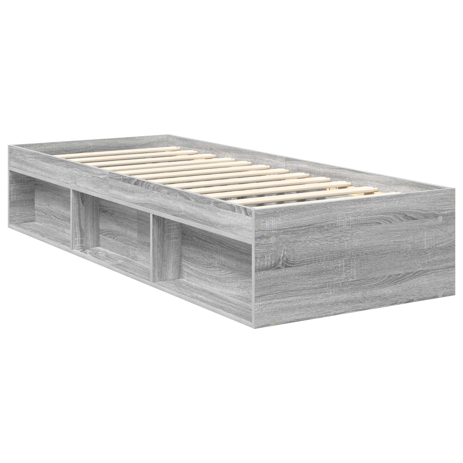 Sengestel med hovedgærde Grå Sonoma 75 x 190 cm Massiv fyrretræ