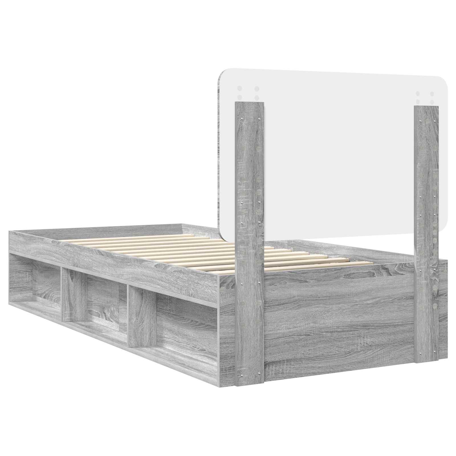 Sengestel med hovedgærde Grå Sonoma 75 x 190 cm Massiv fyrretræ