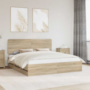 Sengestel med skuffe Sonoma eg 200 x 200 cm Ingeniørtræ
