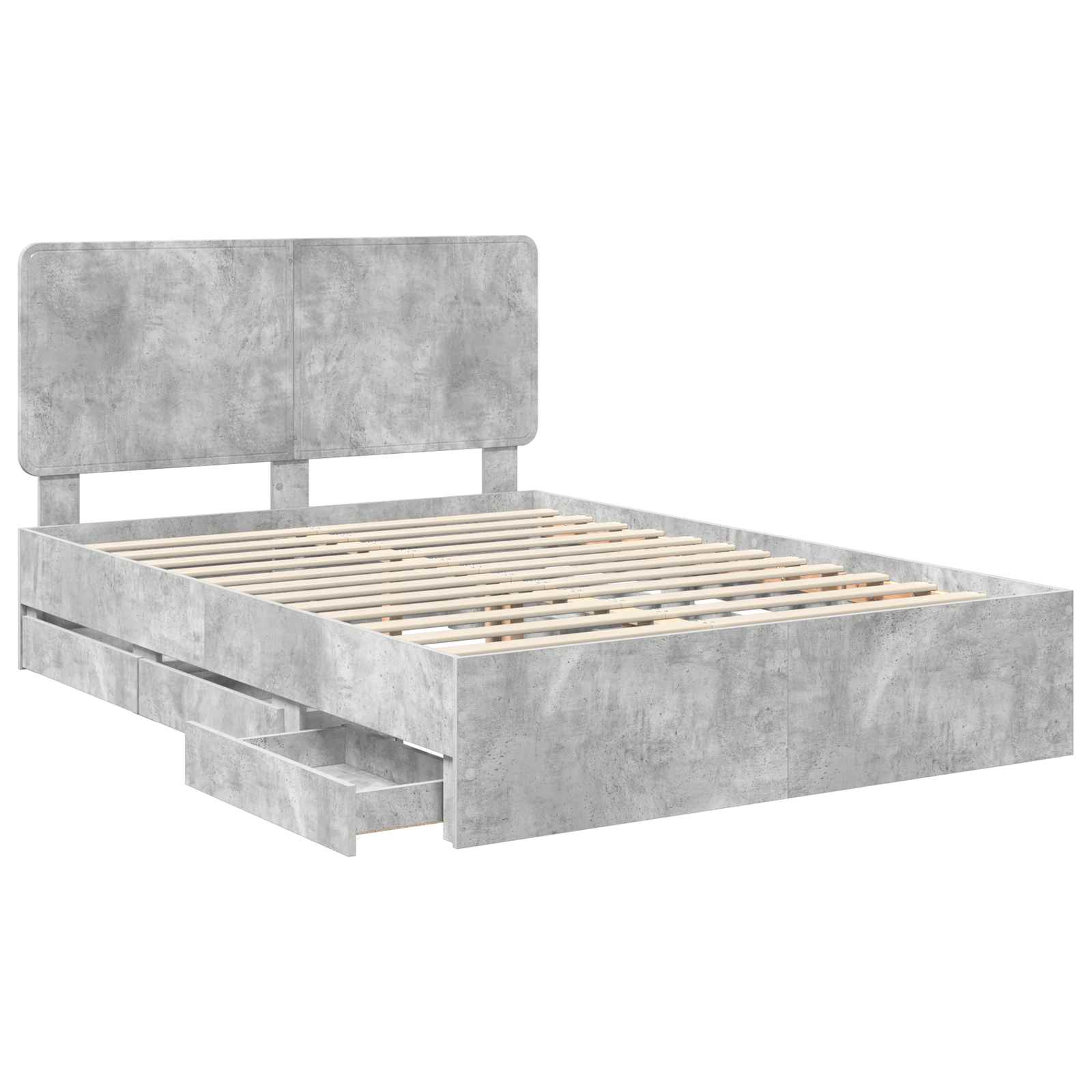 Sengestel med skuffe Beton Grå 140 x 190 cm Ingeniørtræ