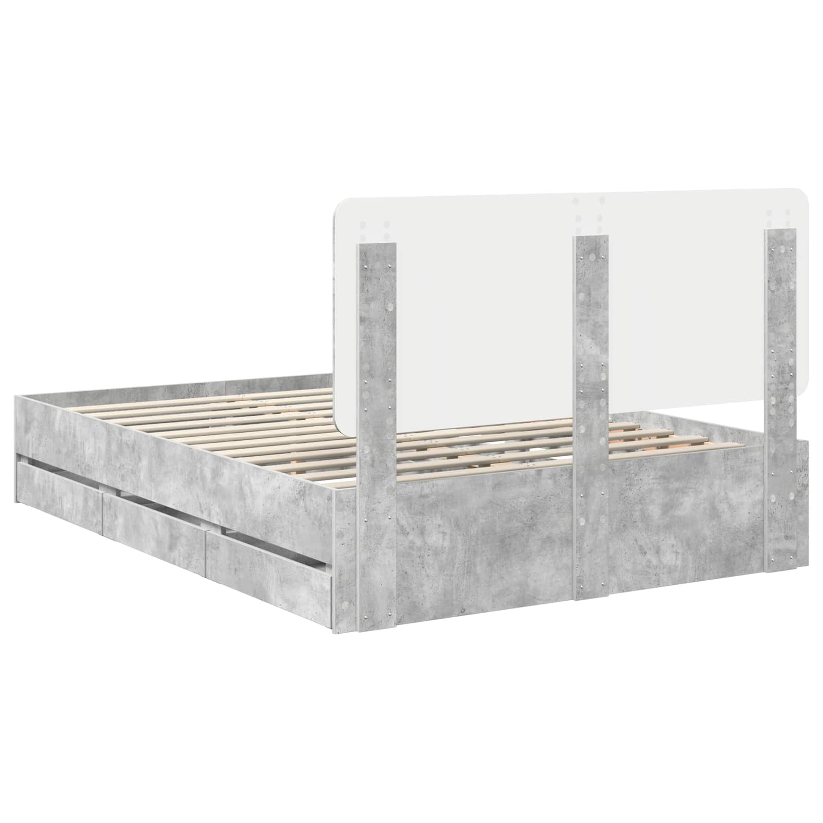 Sengestel med skuffe Beton Grå 140 x 190 cm Ingeniørtræ