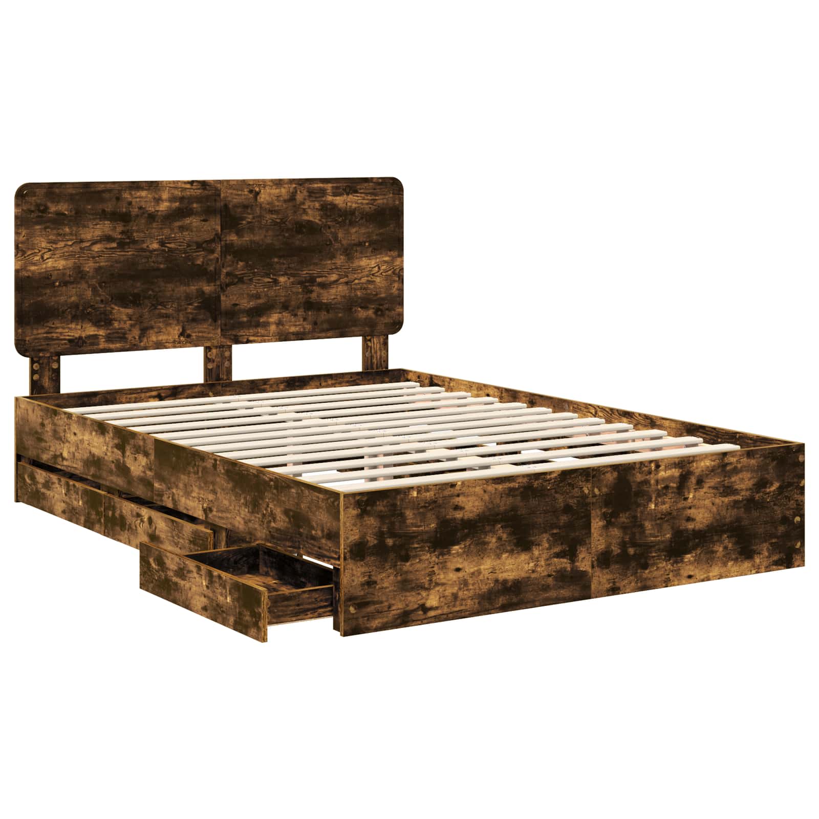 Sengestel med skuffe Røget eg 140 x 190 cm Ingeniørtræ