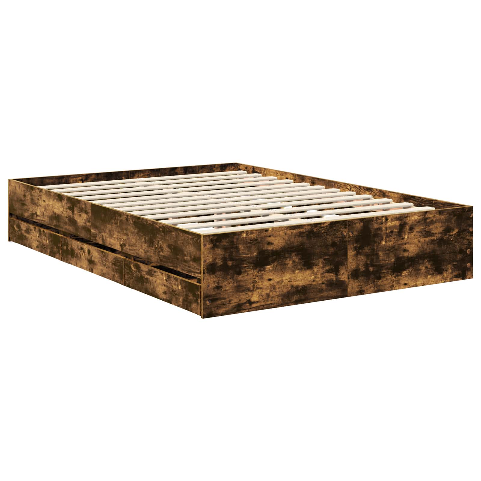 Sengestel med skuffe Røget eg 140 x 190 cm Ingeniørtræ