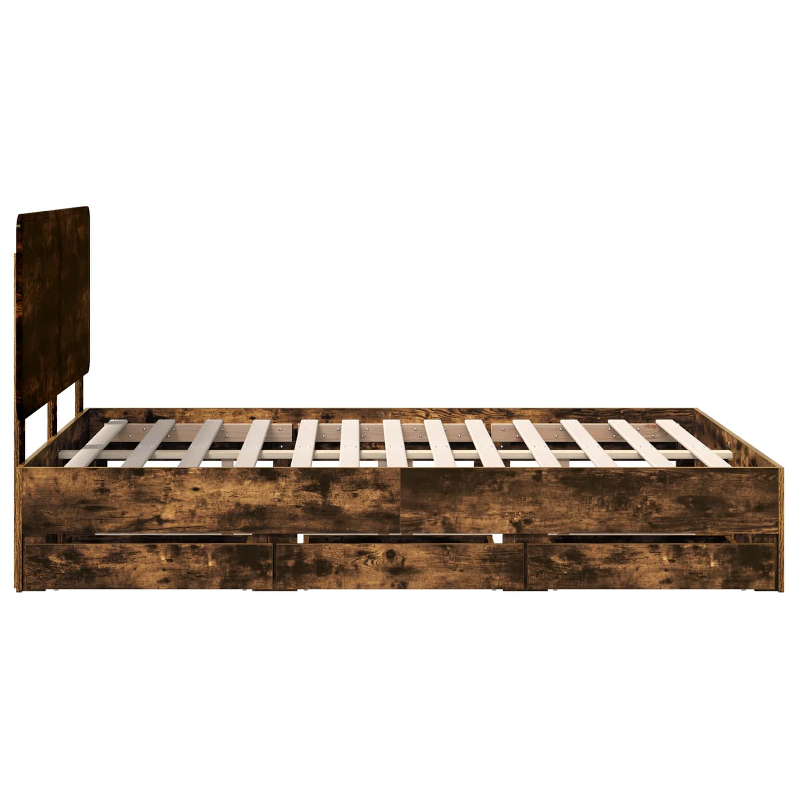 Sengestel med skuffe Røget eg 140 x 190 cm Ingeniørtræ