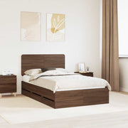 Sengestel med skuffe Brun eg 135 x 190 cm Ingeniørtræ