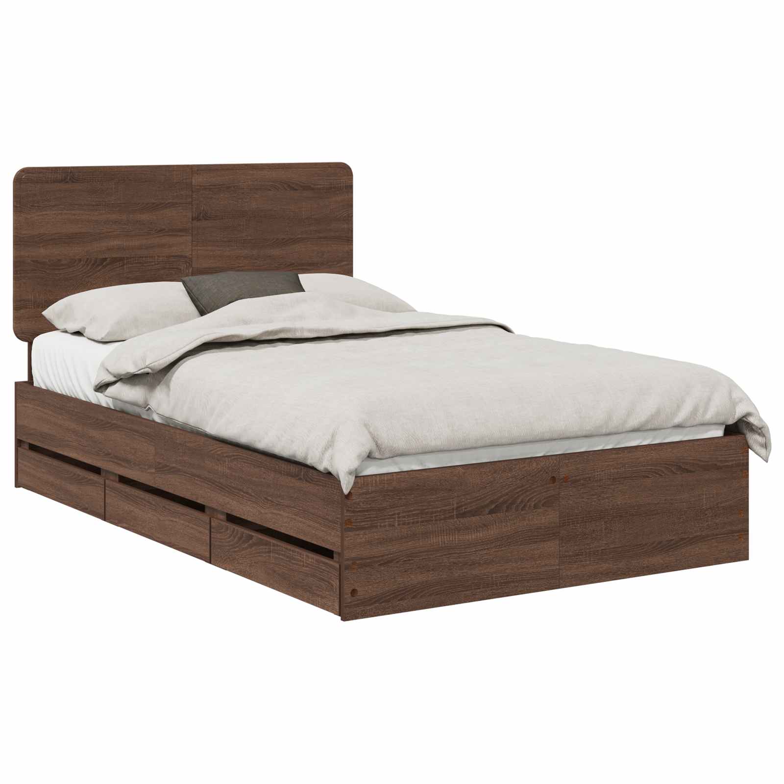 Sengestel med skuffe Brun eg 120 x 190 cm Ingeniørtræ