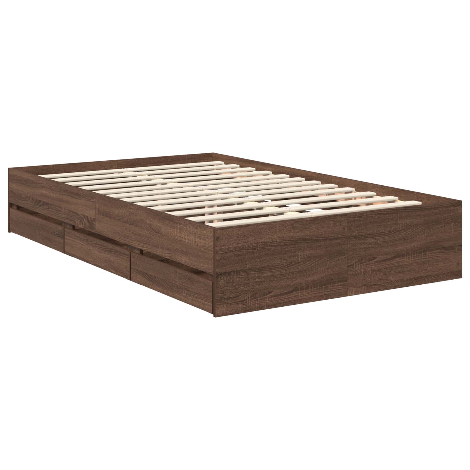 Sengestel med skuffe Brun eg 120 x 190 cm Ingeniørtræ