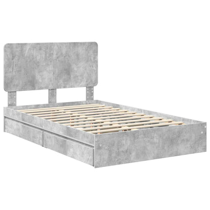 Opbevaringsseng Beton Grå 135 x 190 cm Konstrueret træ