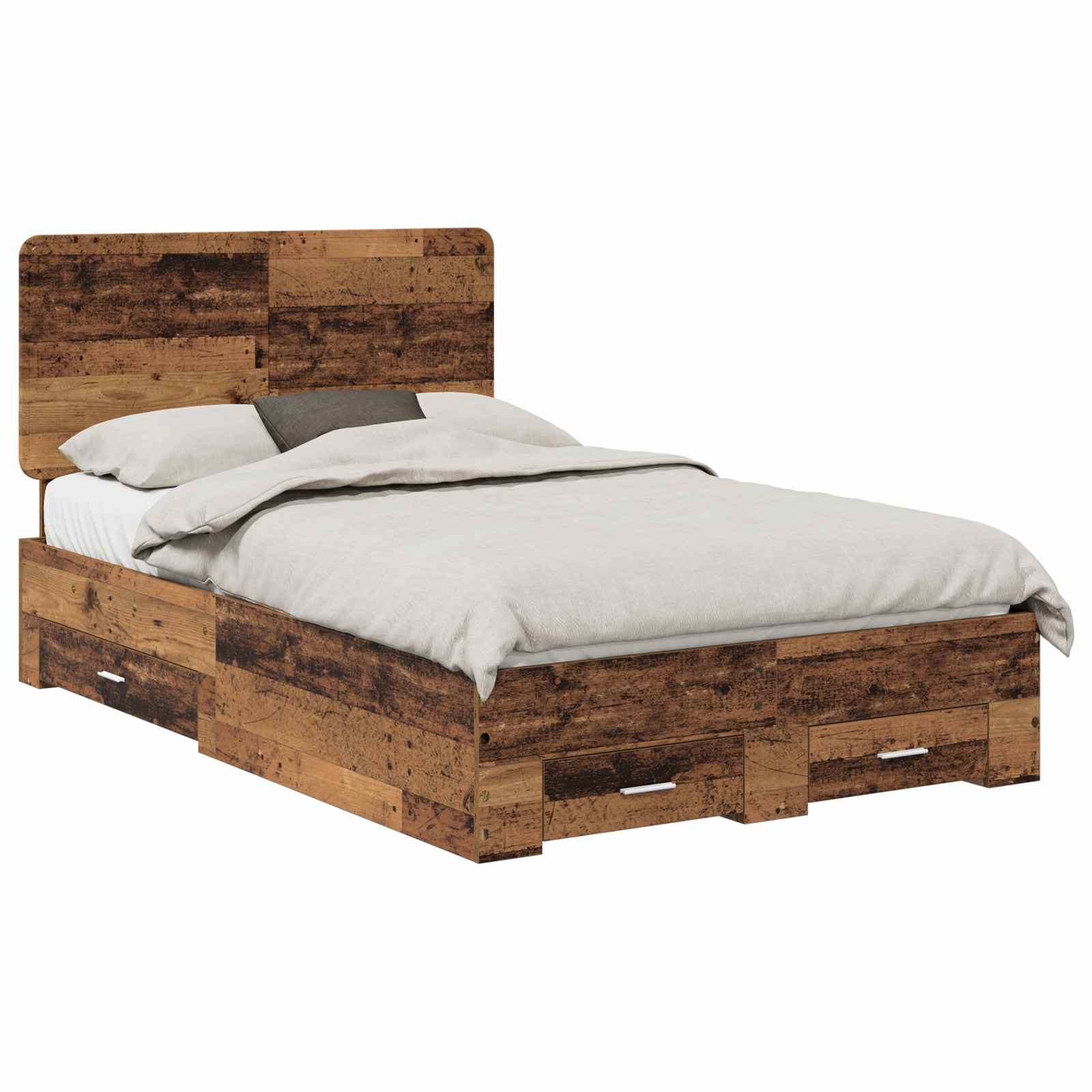 Sengestel med skuffe Gammelt træ 120 x 190 cm Konstrueret træ