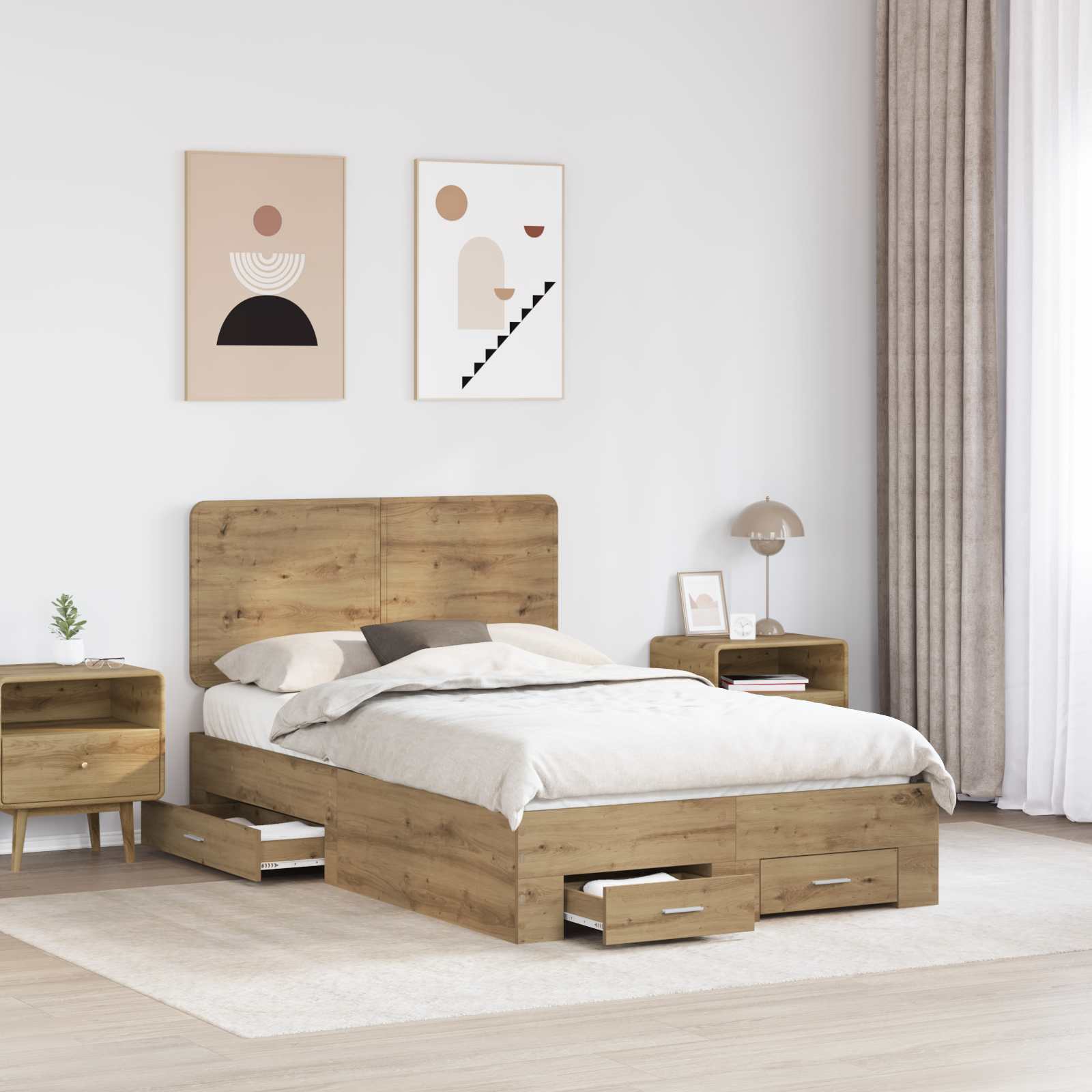 Sengestel Artisan Egetræ 120 x 190 cm Konstrueret træ