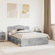 Sengestel med hovedgærde Beton 160 x 200 cm Massiv fyrretræ