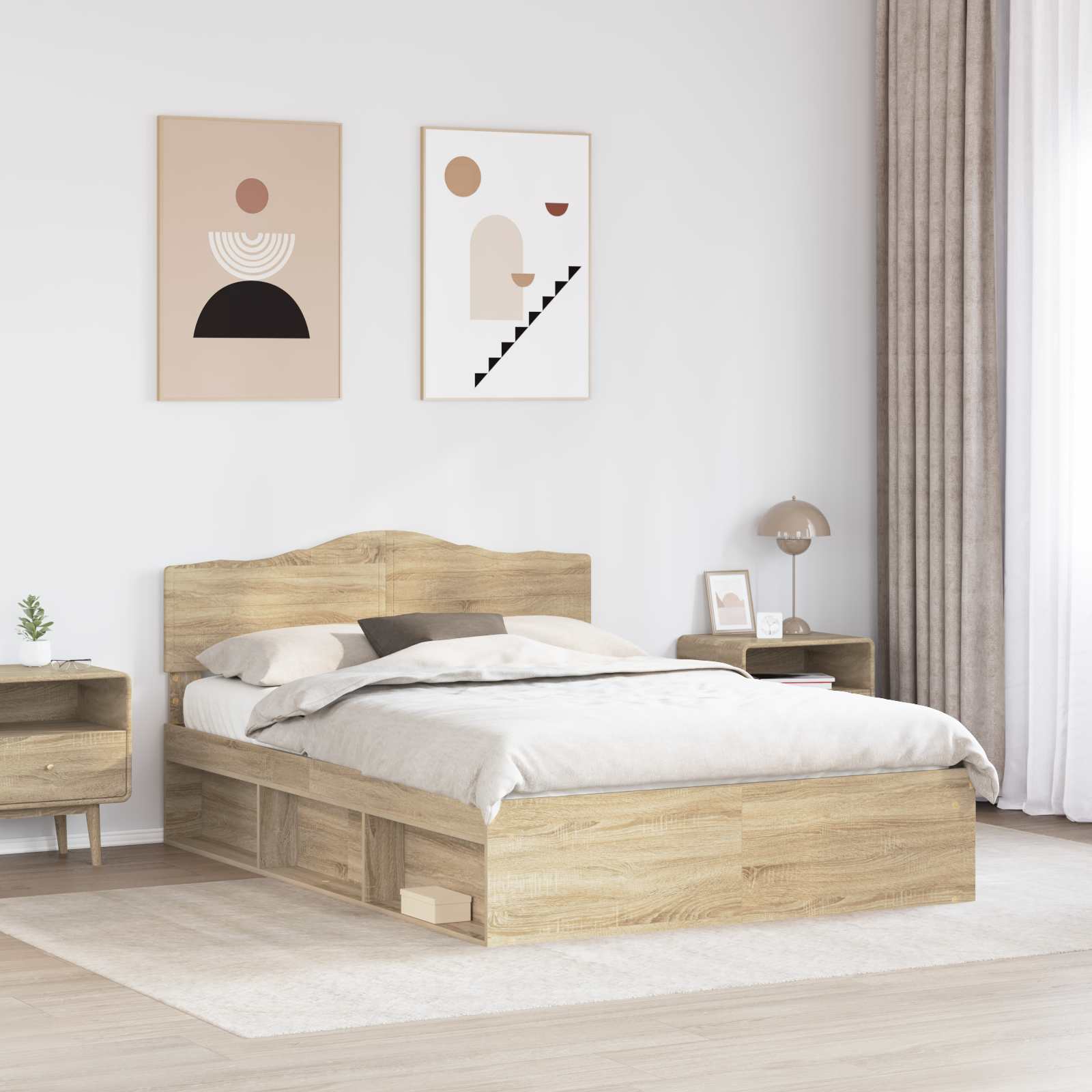 Sengestel med hovedgærde Sonoma 140 x 200 cm Massiv fyrretræ