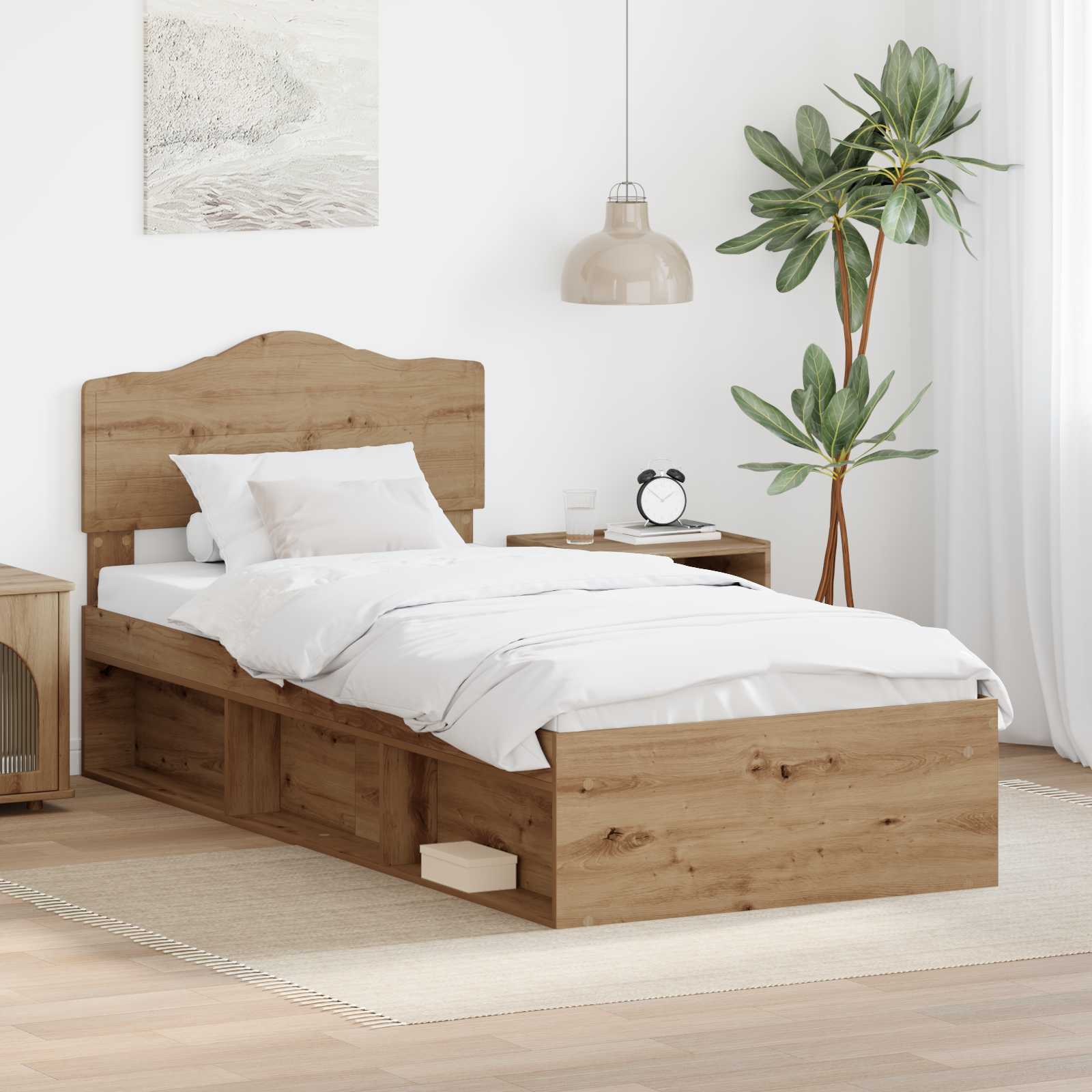 Sengestel med hovedgærde Artisan eg 90 x 200 cm Massiv fyrretræ