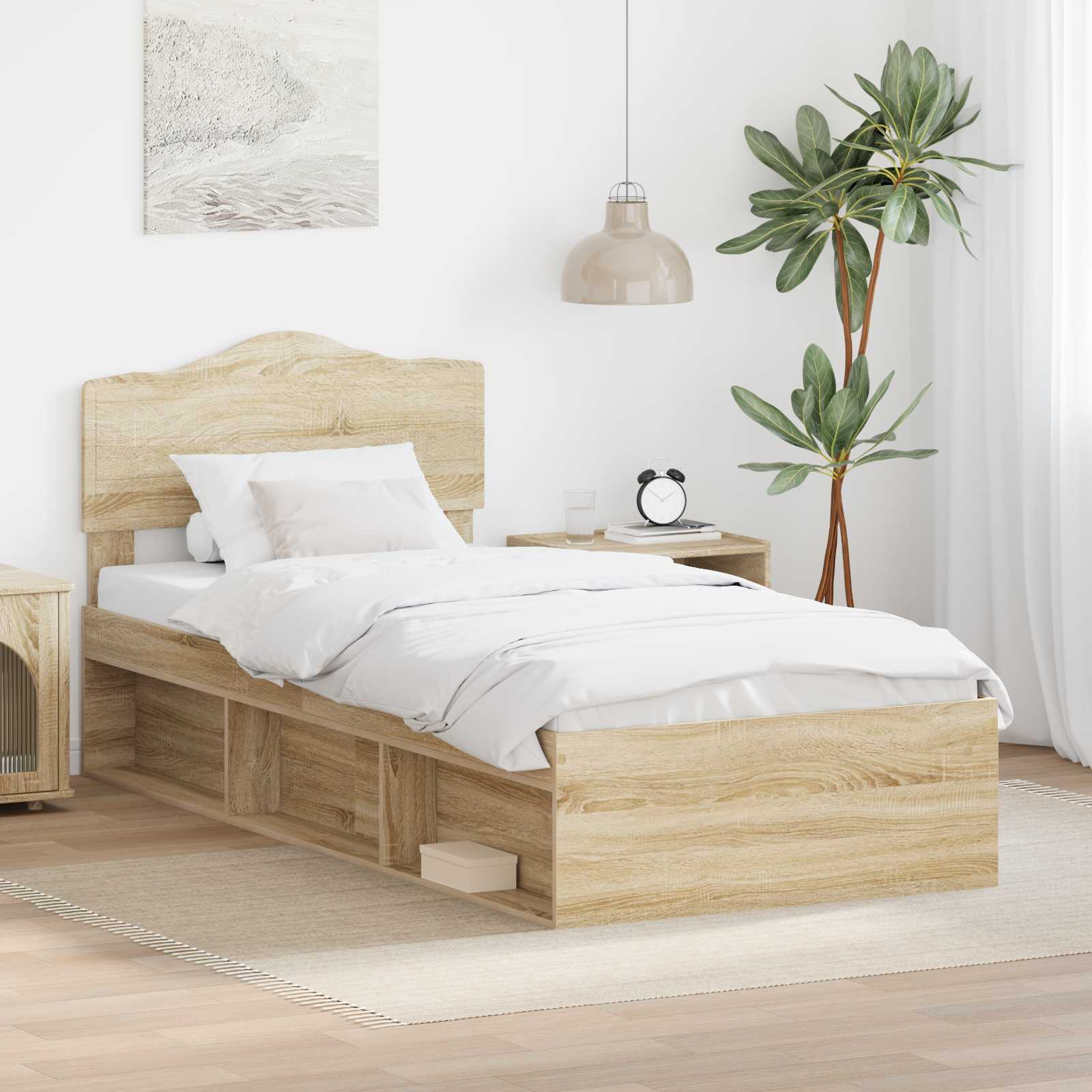 Sengestel med hovedgærde Sonoma 90 x 190 cm Massiv fyrretræ