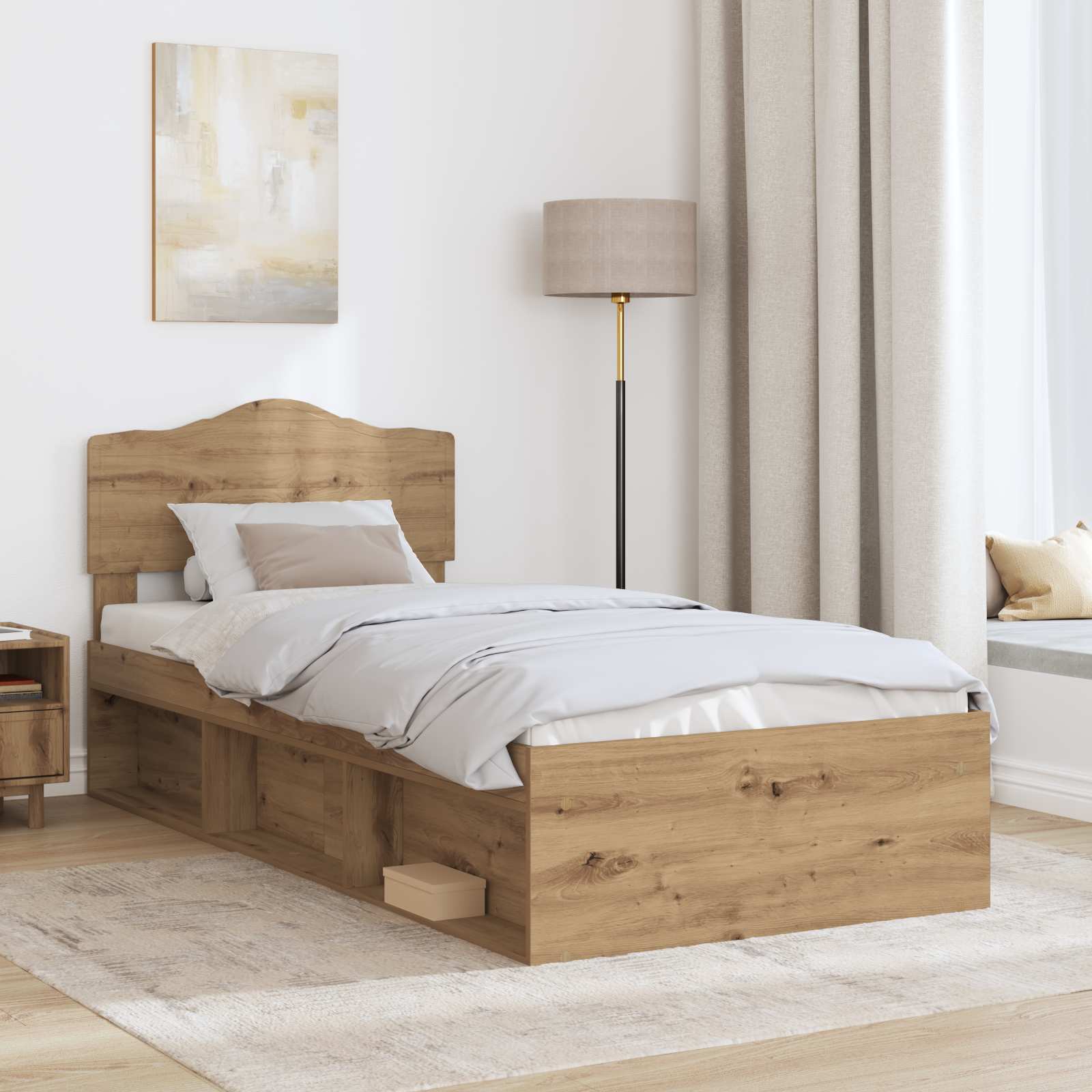 Sengestel med hovedgærde Artisan eg 90 x 190 cm Massiv fyrretræ