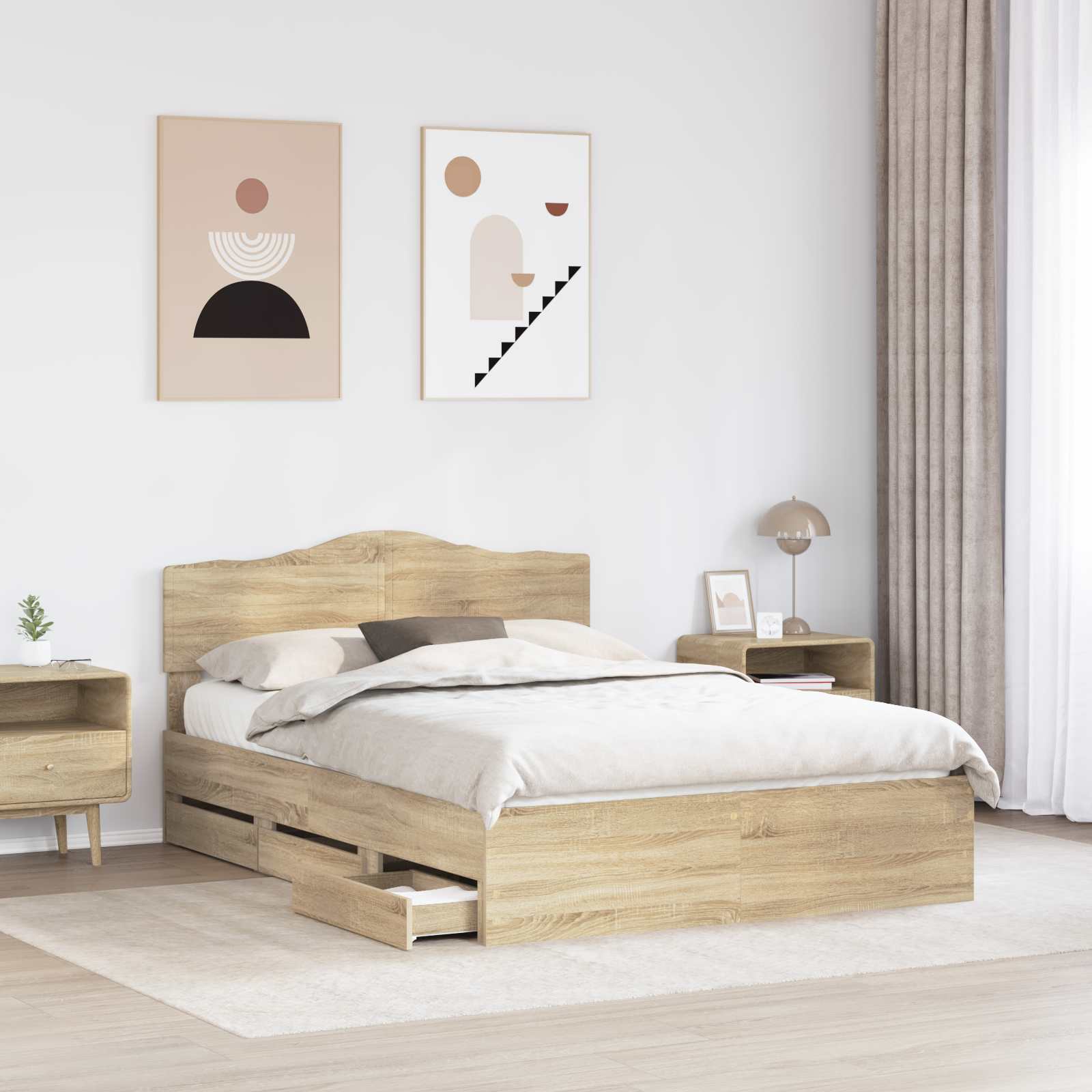 Sengestel med skuffe Sonoma eg 150 x 200 cm Ingeniørtræ