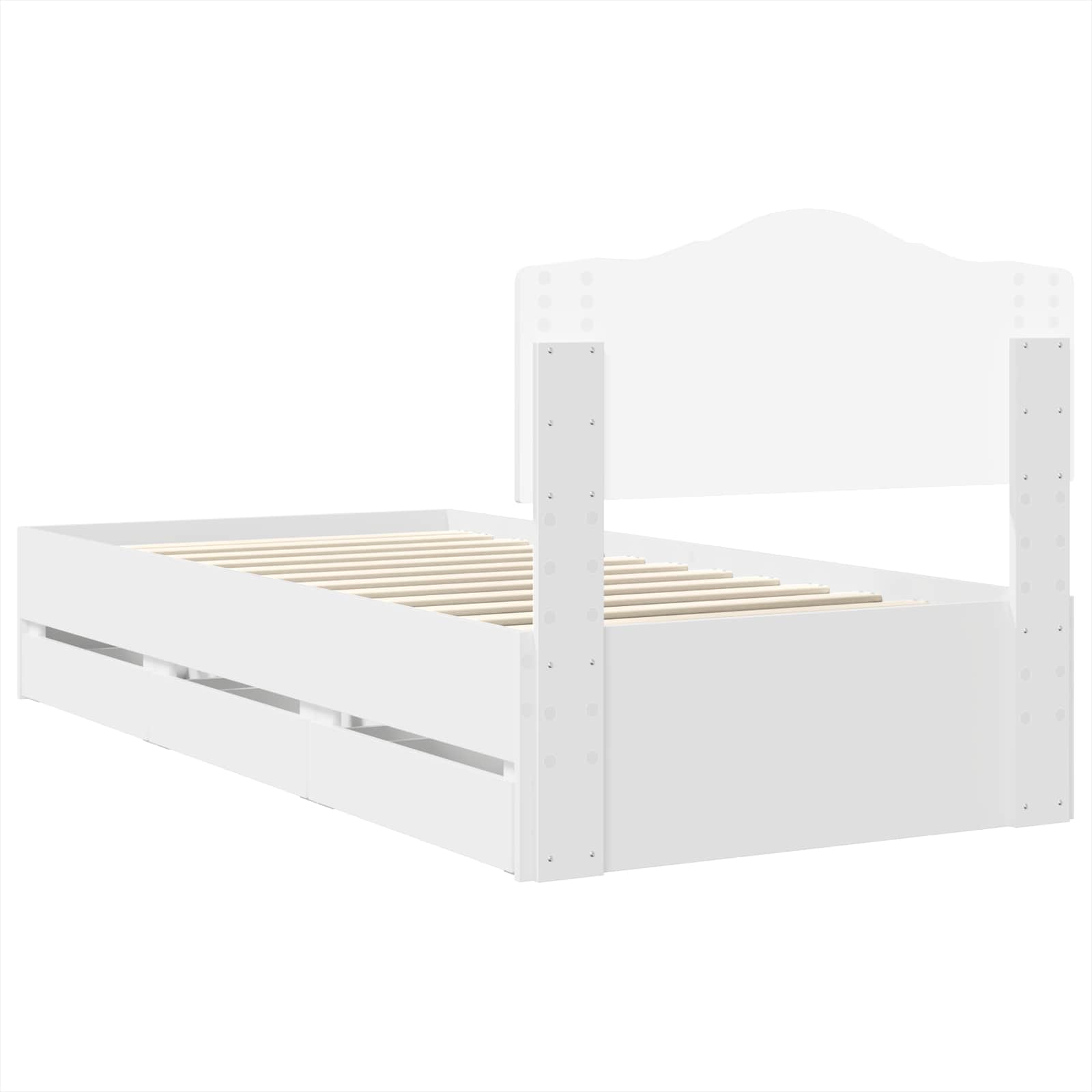 Sengestel med skuffe Hvid 100 x 200 cm Ingeniørtræ