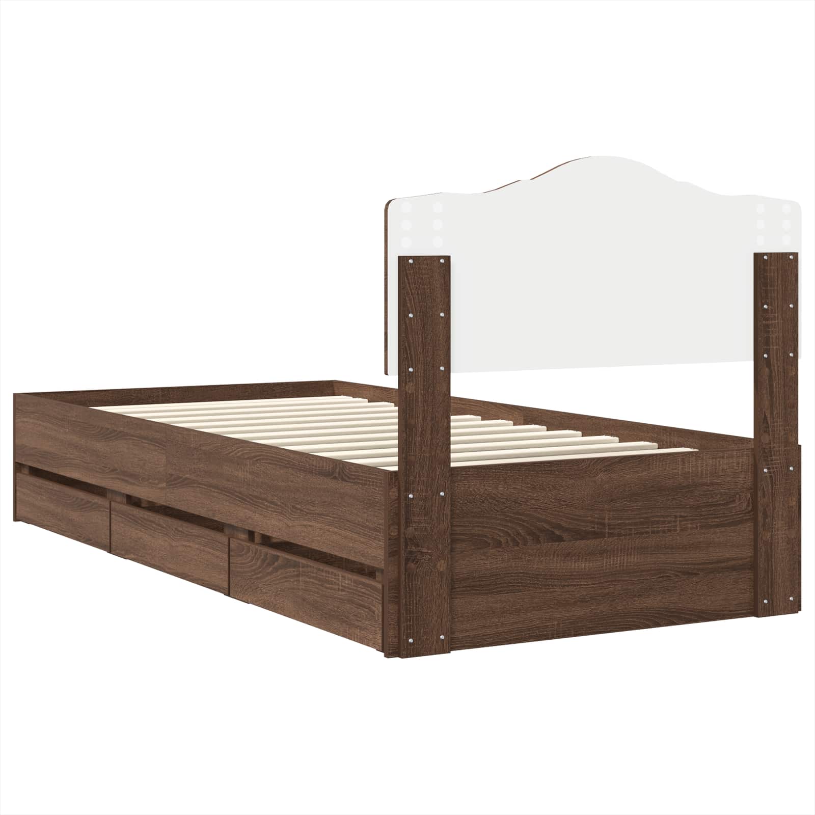 Sengestel med skuffe Brun eg 90 x 200 cm Ingeniørtræ