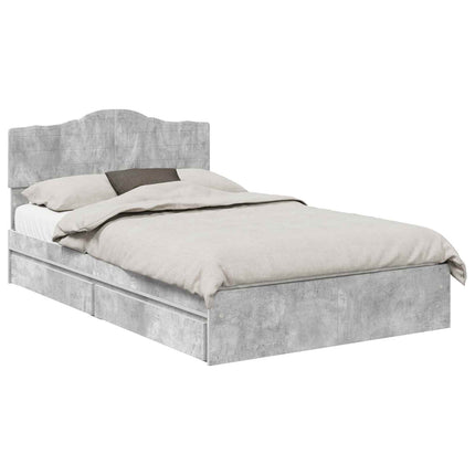 Opbevaringsseng Beton Grå 135 x 190 cm Konstrueret træ