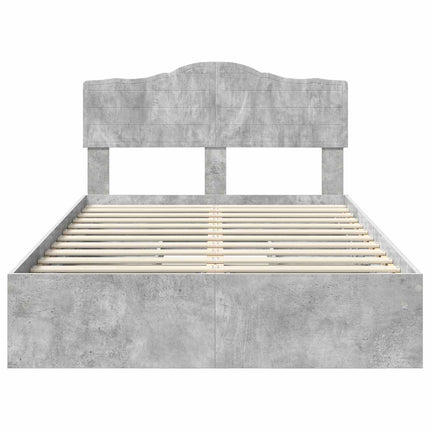 Opbevaringsseng Beton Grå 135 x 190 cm Konstrueret træ