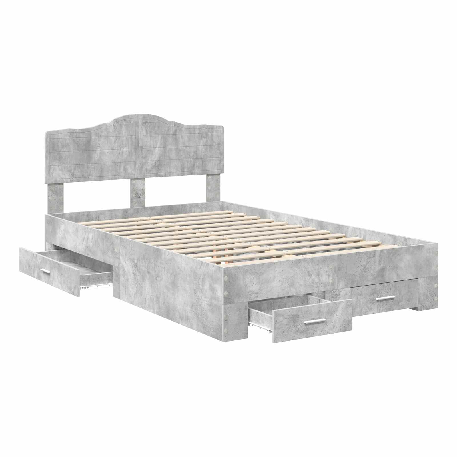 Sengestel med hovedgærde Beton Grå 135 x 190 cm Konstrueret træ